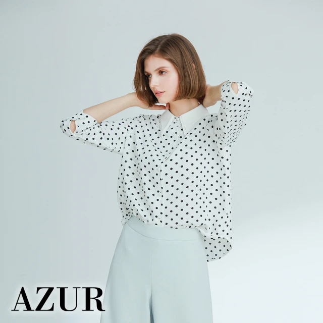 AZUR【AZUR】ROSSA 知性圓點有領襯衫