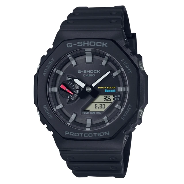 【CASIO 卡西歐】G-SHOCK 藍牙 太陽能電力 八角形手錶(黑_GA-B2100-1A)