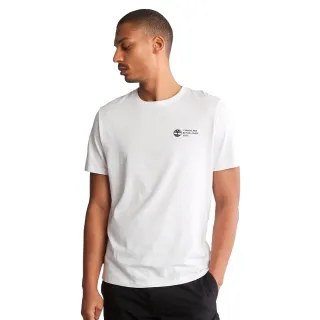 【Timberland】男款白色有機棉背部醒目印花短袖T恤(A6215100)