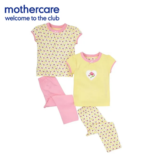 【mothercare】專櫃童裝 小花短袖睡衣/居家服/上衣+褲子2入組(3-9歲)