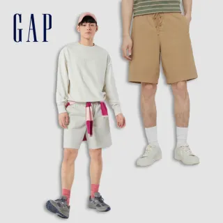 【GAP】男裝 輕透氣系列 素色鬆緊休閒短褲(多色可選)
