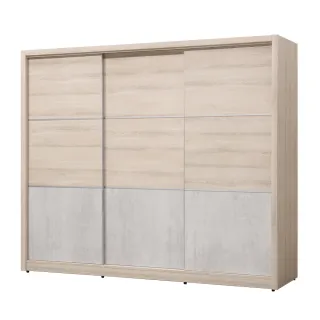 【唯熙傢俱】奧里橡木白8X7尺滑門衣櫥(衣櫥 衣櫃 滑門衣櫥 置物櫃 收納櫃 抽屜櫃)