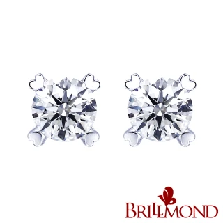 【BRILLMOND JEWELRY】鑽石耳環30分18K金心型爪鑲(八心八箭 18K白金台)