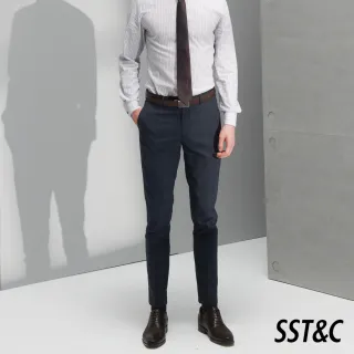 【SST&C 季中折扣】灰藍格紋裁縫西裝褲0212206002
