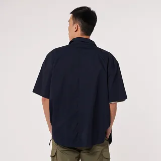 【JEEP】男裝 立體工裝風短袖襯衫(藍色)