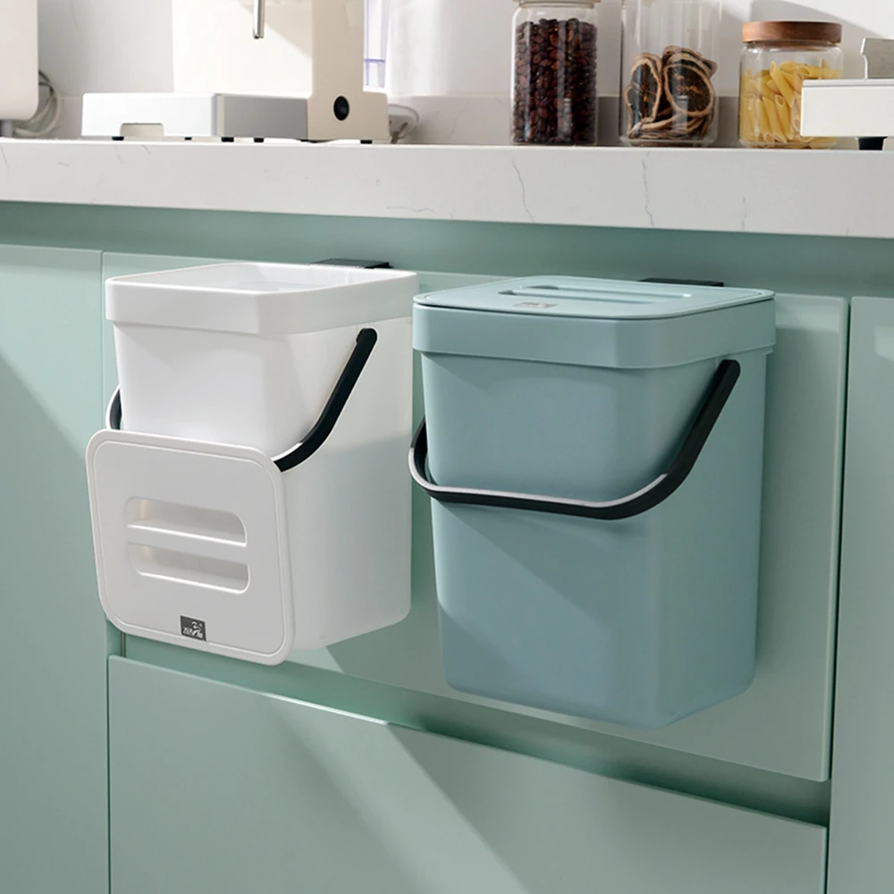 【KOTI 日安生活】北歐風廚房浴室地板+掛壁式兩用收納垃圾桶5L(懸掛式/廁所廚櫃門掛式)