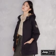 【JEEP】女裝 軍風率性休閒長版連帽外套(黑色)