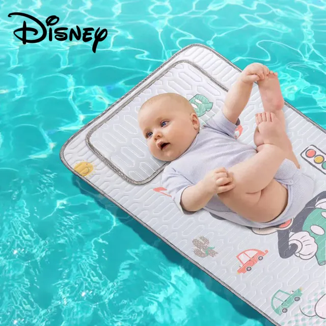 【Disney 迪士尼】兒童涼蓆乳膠涼蓆寶寶嬰兒涼蓆含枕頭二件套裝(米奇米妮小熊維尼蘇菲亞冰雪奇緣 平輸品)