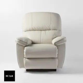 【HOLA】La-Z-Boy 單人全牛皮沙發/搖椅式休閒椅10T577-米白色(10T577-米白色)