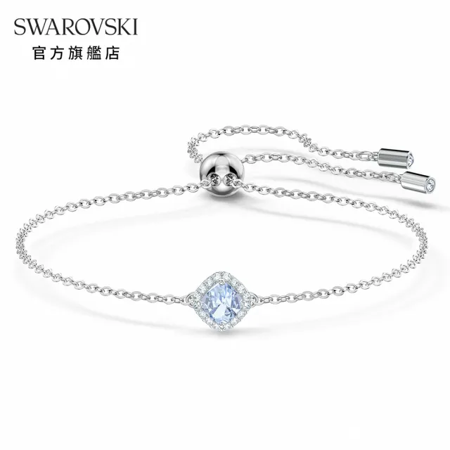 【SWAROVSKI 施華洛世奇】Angelic 手鏈藍色 鍍白金色