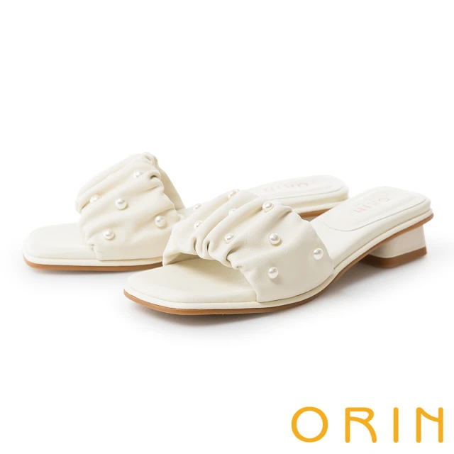 ORIN 經典皮帶釦環真皮粗跟短靴(米白)優惠推薦