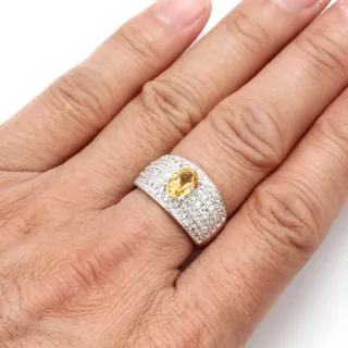 【寶石方塊】財源滾滾天然1克拉黃水晶戒指-活圍設計