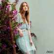 【iROO】小彎月雙材質印花洋裝