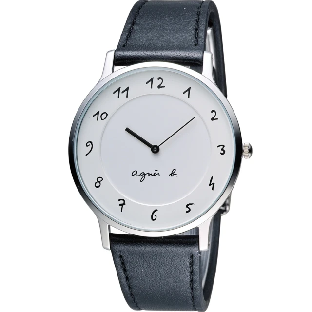 【agnes b.】法式優雅手寫體時標時尚腕錶(VJ20-K240LB/BJ5004X1)