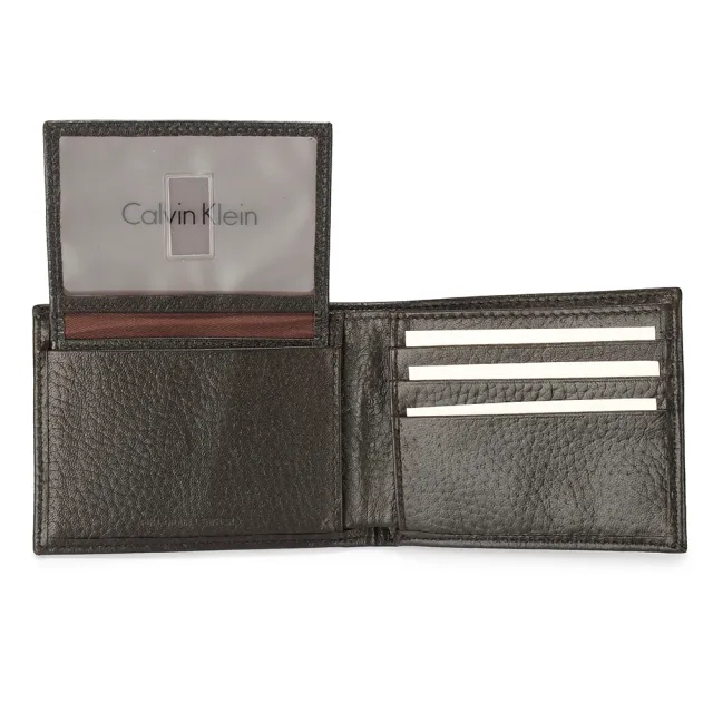 【Calvin Klein】CK荔枝紋皮革證件短夾精裝禮盒(深咖啡)