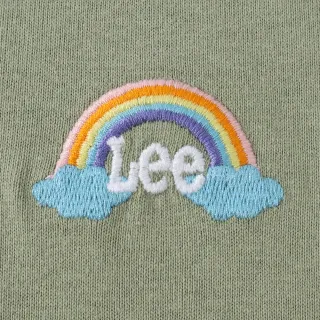 【Lee】彩虹刺繡圖標 小LOGO 女短袖T恤-灰湖綠