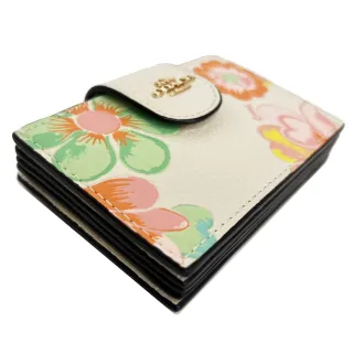 【COACH】多卡夾層證件名片卡片夾(花卉/米白)