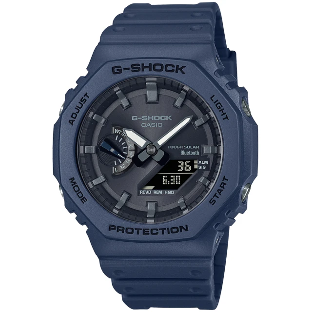 【CASIO 卡西歐】G-SHOCK 藍牙 太陽能 八角農家橡樹雙顯手錶(GA-B2100-2A)