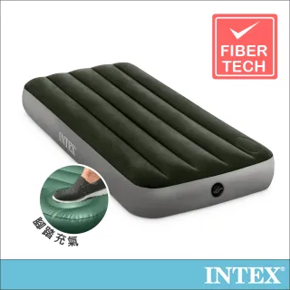 【INTEX】經典單人型充氣床墊_fiber-tech-內建腳踏幫浦-寬76cm(64760)