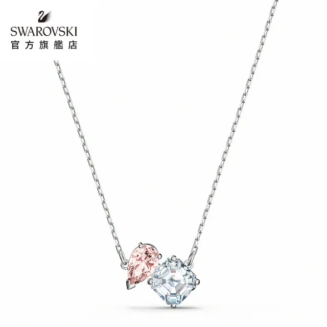 【SWAROVSKI 施華洛世奇】Attract Soul 白金色雙色幾何項鏈(線上獨家)