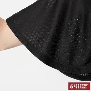 【5th STREET】女短版袖接網紗短袖T恤-黑色