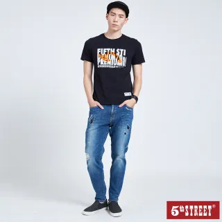 【5th STREET】男螢光袋花短袖T恤-黑色