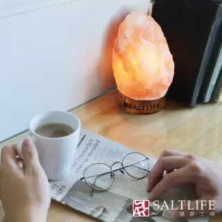【鹽夢工場】玫瑰鹽燈2-3kg｜原木座(原礦鹽燈)