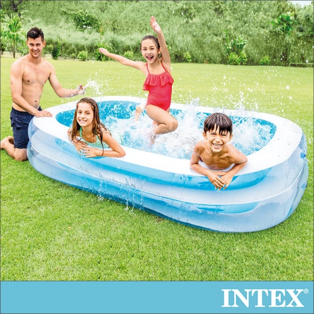 INTEX 長方型藍色透明游泳池262x175X56cm_770L(56483N)