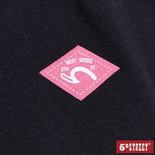 【5th STREET】女拼接袖美式短袖T恤-黑色