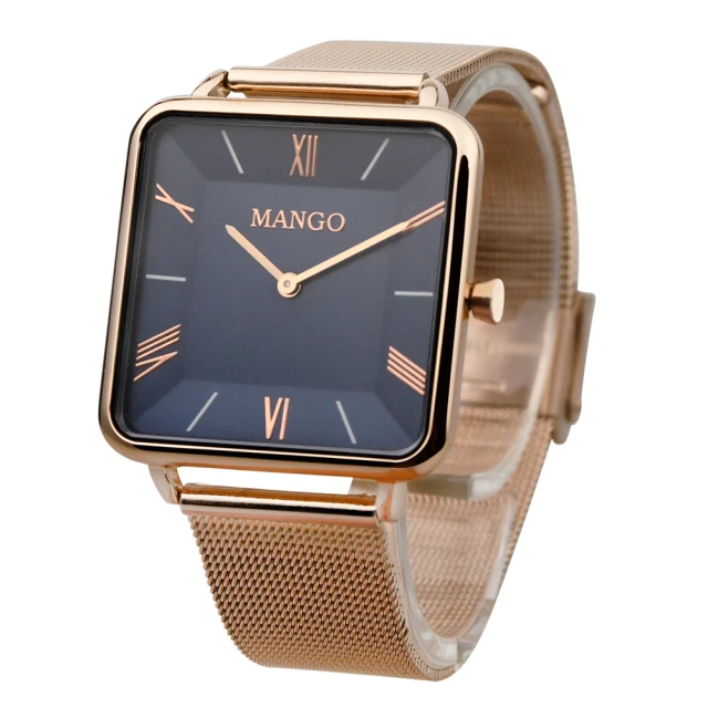 MANGO 方形簡約時尚美學晶鑽米蘭腕錶-MA6772L-G