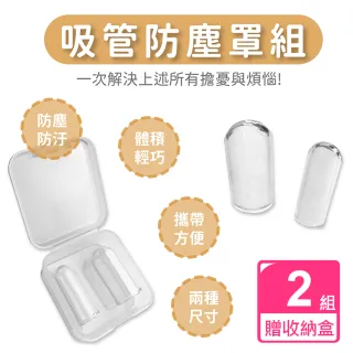 【OKAWA】吸管玻璃防塵套二件組 2組 附收納盒(吸管 配件 防塵 防汙 便攜 吸管罩 吸管套 防疫)