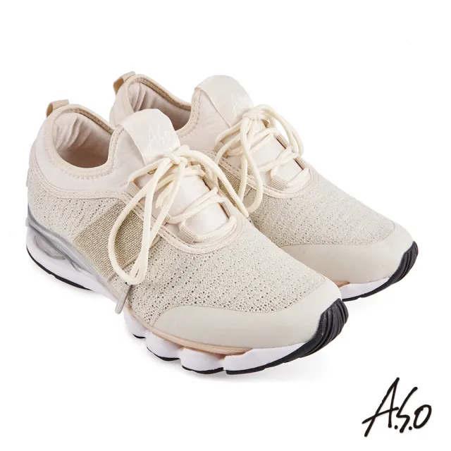 【A.S.O 阿瘦集團】機能休閒 活力雙核心飛織布料直套運動鞋(金)