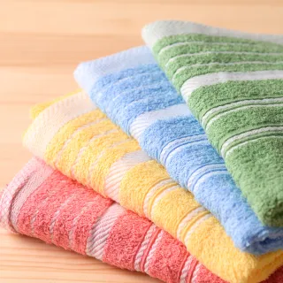 【OKPOLO】台灣製造三線色紗吸水毛巾-12入組(純棉家庭首選)