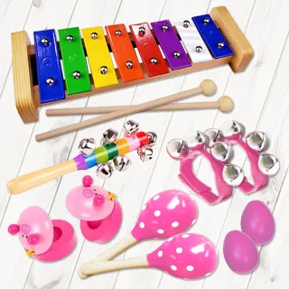 【美佳音樂】打擊樂器 6件組-粉紅色(含袋)