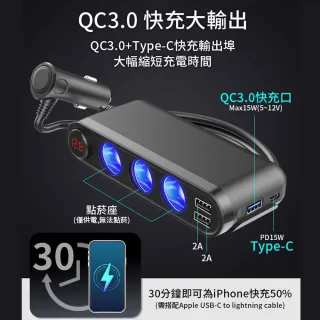 QC3.0疾速車充/車用擴充(支援Type-C PD+QC快充 車用快充)