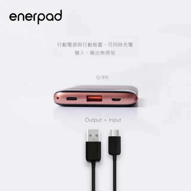 【enerpad】微電腦PD行動電源10000mAh-Q910(最新18W PD3.0快充協定)