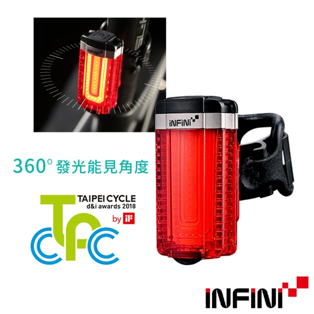 【INFINI】TRON I-280R 360度照明50流明IPX4防水單車警示後燈/尾燈(IU燈)