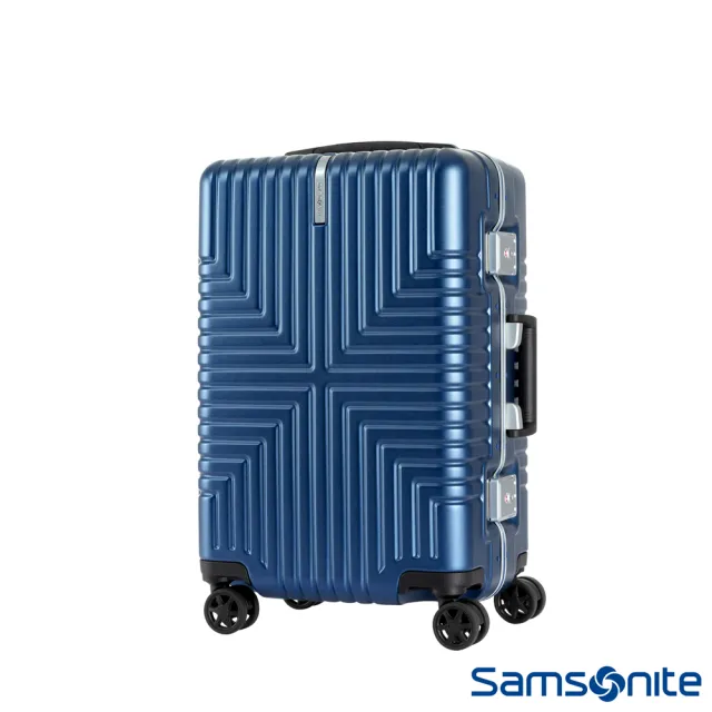 【Samsonite 新秀麗】20吋Intersect 高質感PC鋁框硬殼TSA行李箱 海軍藍(GV5)