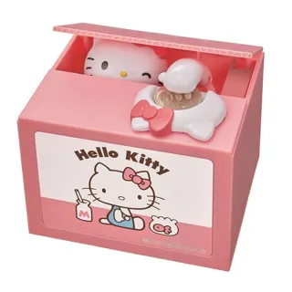 【小禮堂】Hello Kitty 偷錢箱存錢筒《粉黃.側坐》撲滿.儲金筒