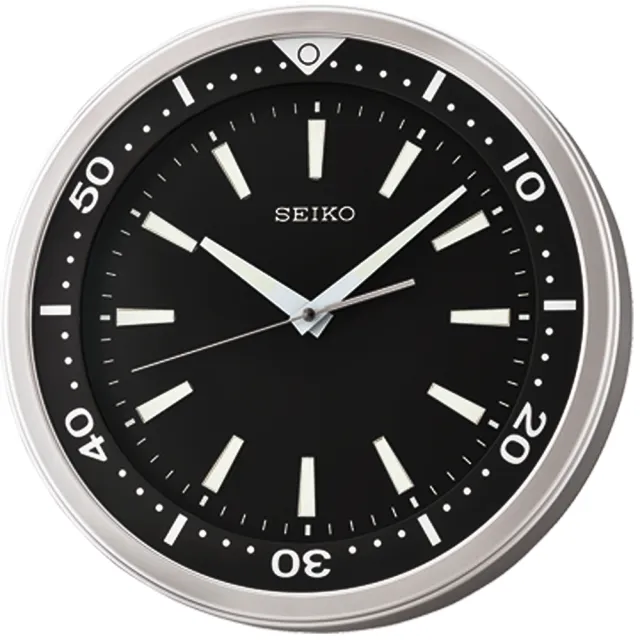 【SEIKO 精工】QXA723A 潛水錶造型夜光黑水鬼掛鐘