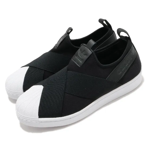 【adidas 愛迪達】休閒鞋 Superstar Slip On 女鞋 愛迪達 繃帶鞋 貝殼頭 襪套式 黑 白(FW7051)