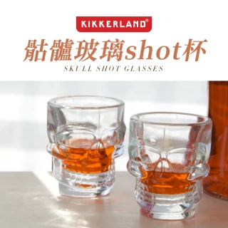 【KIKKERLAND】骷髏造型烈酒杯4入(威士忌杯/雞尾酒/shot/一口杯/玻璃/骷顱杯/調酒)