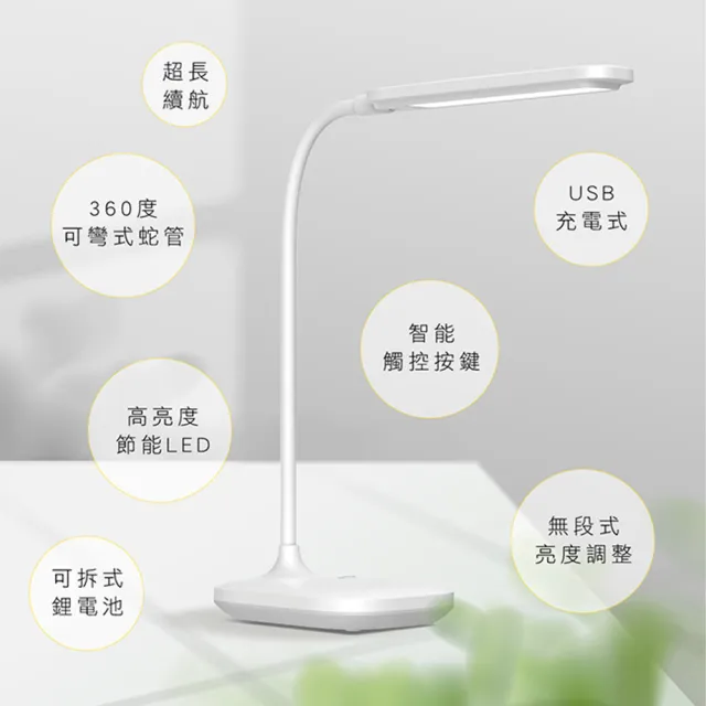 【KINYO】USB充插兩用觸控LED檯燈