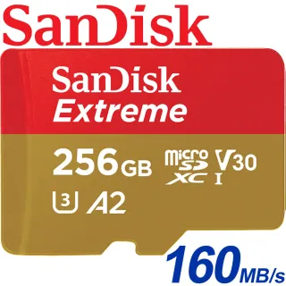 【SanDisk 晟碟】256GB 160MB/s Extreme microSDXC U3 V30 A2 記憶卡(平輸)