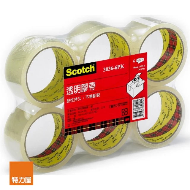 特力屋 3M Scotch 透明封箱膠帶6入