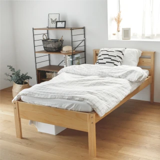 【完美主義】日系簡約3.5尺單人床架組/自然松木紋床架-2色(半實木 單人床 床架)
