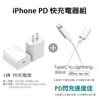 iPhone PD 閃電充電器+Type-C to Lightning 蘋果認證PD快充線