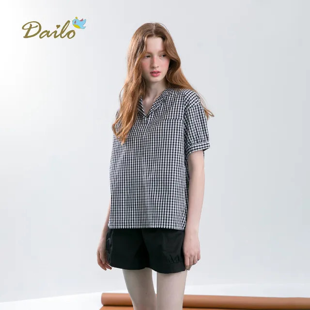 【Dailo】條紋復古領女短袖-襯衫(三色/魅力商品)