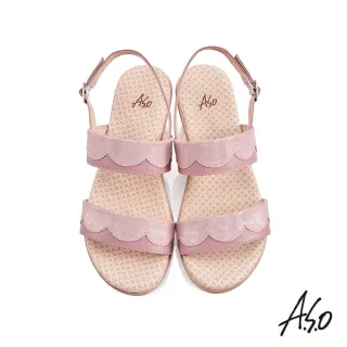 【A.S.O 阿瘦集團】挺麗氣墊金箔牛皮拼接休閒涼鞋(粉紅)