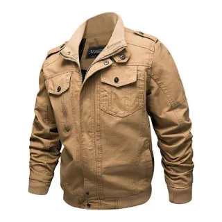 【米蘭精品】軍裝外套立領夾克(寬鬆純棉個性純色男外套73wn15)